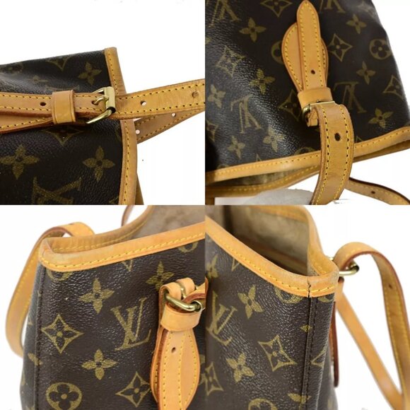 LOUIS VUITTON BUCKET PM Shoulder Tote Bag Monogram Leather Brown M42238 34EB427 - Picture 7 of 15